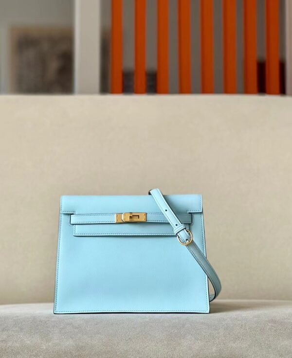 Hermes Kelly Dance Swift TO Sky Blue Gold Hardware 22cm Full Handmade
