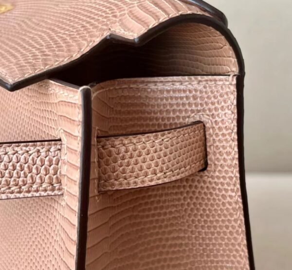Hermes Mini Kelly pochette Lizard Milk tea color Gold Hardware 22cm Full Handmade