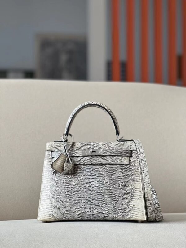 Hermes Kelly Lizard 01 Himalaya primary colour Silver Hardware 25cm Full Handmade