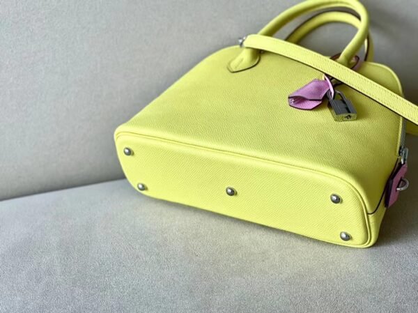 Hermes Bolide Epsom 9R Lemon yellow & X9 mallow purple & Nata Silver Hardware 26cm Full Handmade