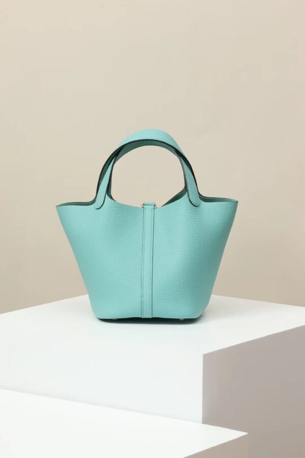 326b74965aedcbb GPC Mode Picotin TC Leather 3P Macaron blue Silver Hardware 18cm Full Handmade
