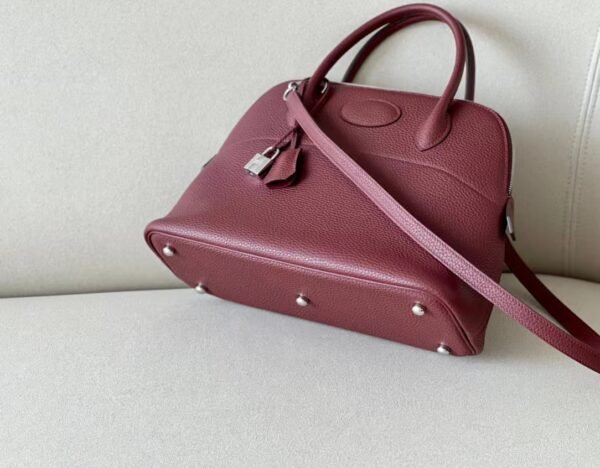 Hermes Bolide TC Bordeaux red Silver Hardware 31cm Full Handmade