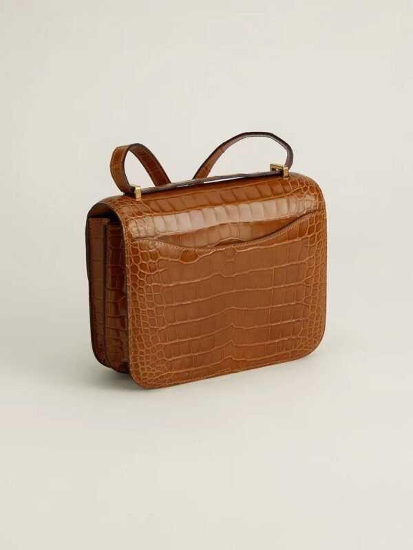 GPC Mode CJ19-Constance Shiny Alligator Sand Brown Gold Hardware 18cm Full Handmade