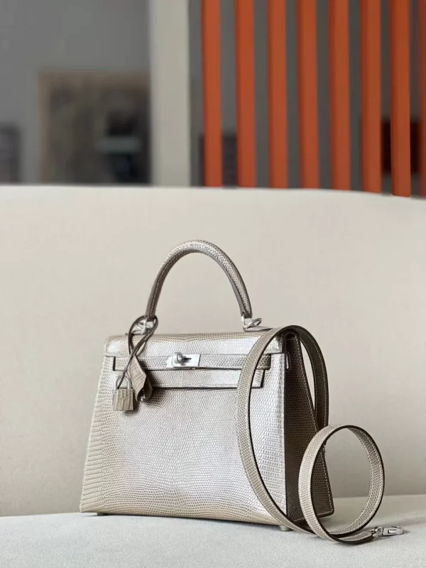 33ffe03e2eeb7a1-jpg Hermès Kelly wild Lizard 17 Twine grey Silver Hardware 25cm Full Handmade