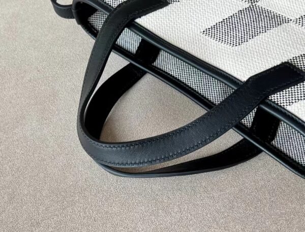 350fe6896e02c4a Hermes Cabas Swift & Canvas CK89 Black & White 27cm Full Handmade