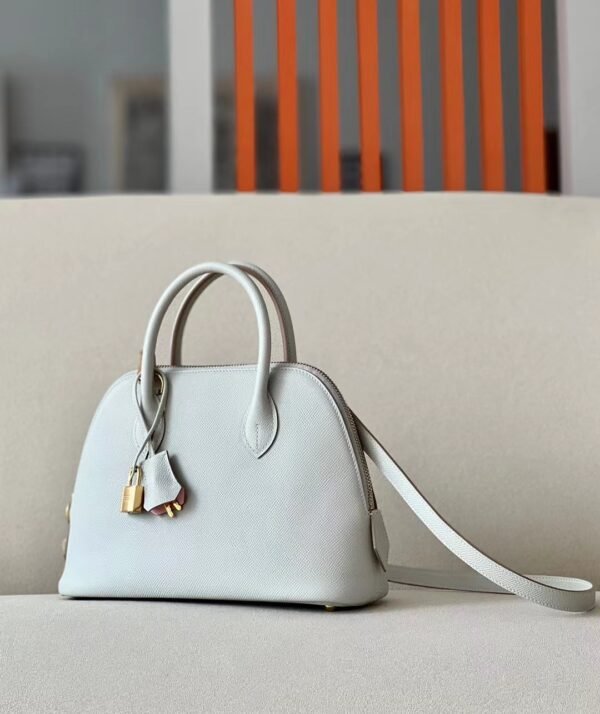 Hermes Bolide Epsom Pearl grey & Pink Gold Hardware 26cm Full Handmade