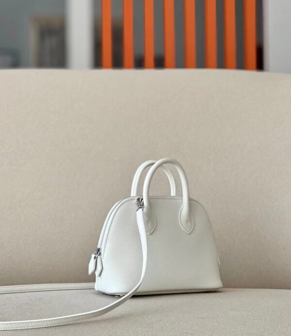 373e7d8e83de167 Hermes mini Bolide Evercolor White & Golden Brown Silver Hardware 18cm Full Handmade
