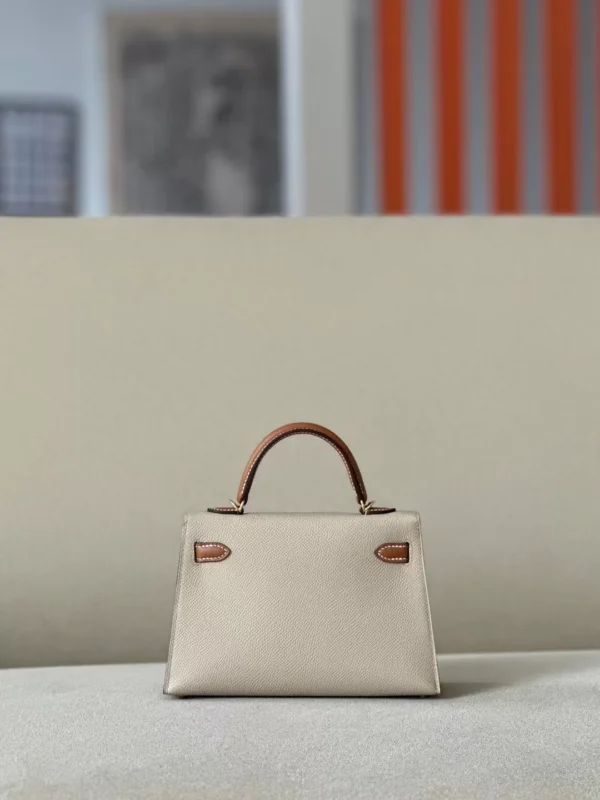 GPC Mode Mini Kelly Epsom S2 Light Khaki & CK37 Golden Brown Gold Hardware 19cm Full Handmade