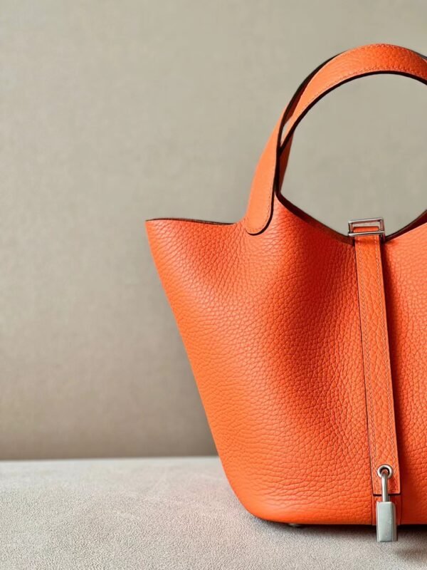 Hermes Picotin TC CK93 Classic Orange Silver Hardware 18cm Full Handmade