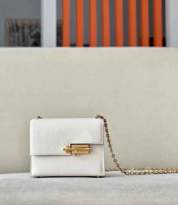 Hermes Verrou chain Chevre Creamy White Gold Hardware 17cm Full Handmade