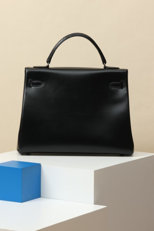 3ade0b10e1e1366 GPC Mode Kelly Shiny Box Leather CK89 Black So noir Black Hardware 35cm Full Handmade