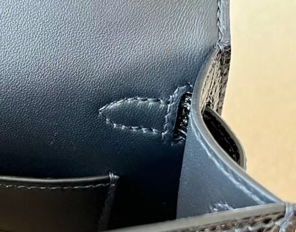 Hermès mini Kelly Lizard CK89 Black Gold Hardware 19cm Full Handmade