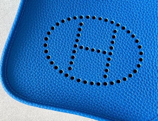 Hermes Evelyne TC 08 Bright Blue Gold Hardware 17cm Full Handmade