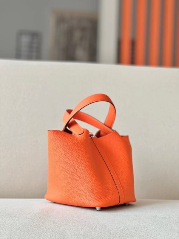 Hermes Picotin TC CK93 Classic Orange Silver Hardware 18cm Full Handmade