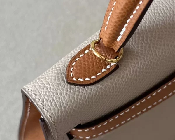 GPC Mode Mini Kelly Epsom S2 Light Khaki & CK37 Golden Brown Gold Hardware 19cm Full Handmade