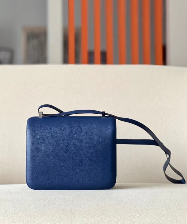 Hermes Constance Chevre Blue Silver Hardware 23cm Full Handmade