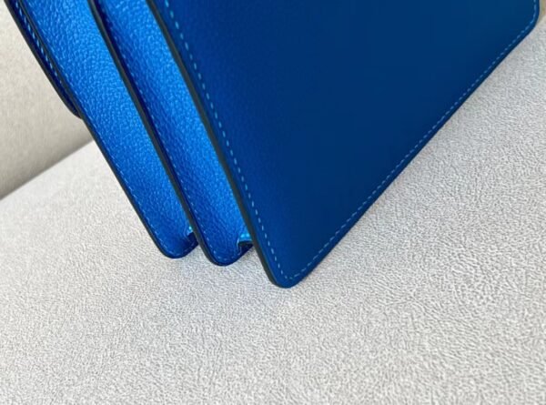 Hermes Roulis Evercolor OL Grey & 08 Blue Silver Hardware 18cm Full Handmade