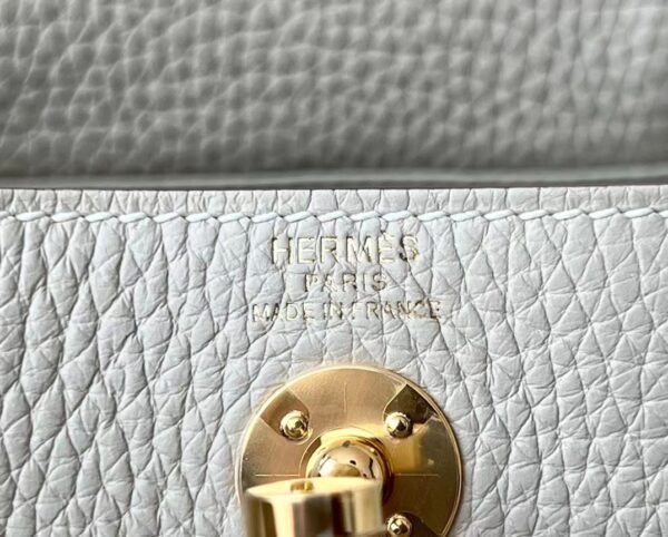 Hermes mini Lindy clemence CC10 Creamy White Gold Hardware 19cm Full Handmade
