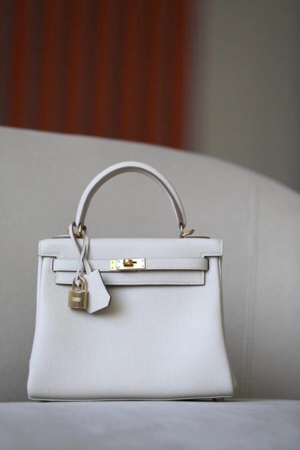 3e783b928686520 Hermès Kelly togo swift CC10 Creamy White Gold Hardware 25cm Full Handmade