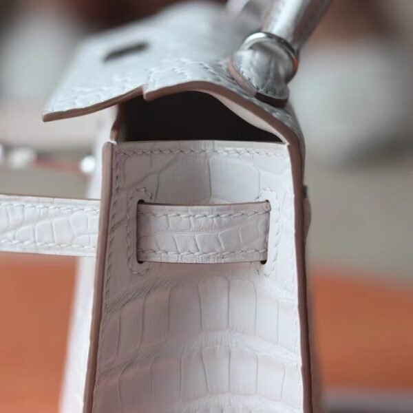 3e87b1507cb5f8a GPC Mode Mini kelly Matte Alligator Crocodile i2 Cream White Silver Hardware 19cm Full Handmade