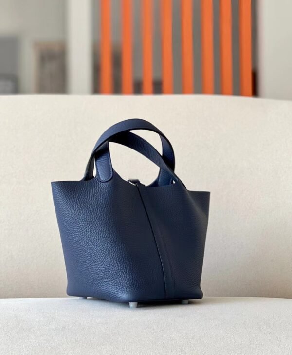 Hermes Picotin TC 3Y Deep Blue Silver Hardware 18cm Full Handmade