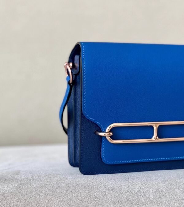 Hermès Roulis evercolor 73 Gem Blue & 71 Bright Blue Rose Gold Hardware 19cm Full Handmade