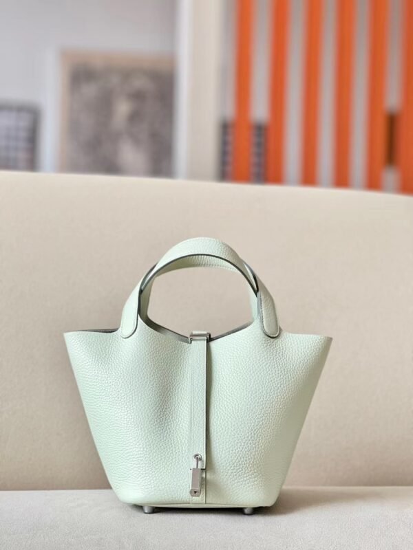 Hermès Picotin TC 0S Light Green Silver Hardware 18cm Full Handmade