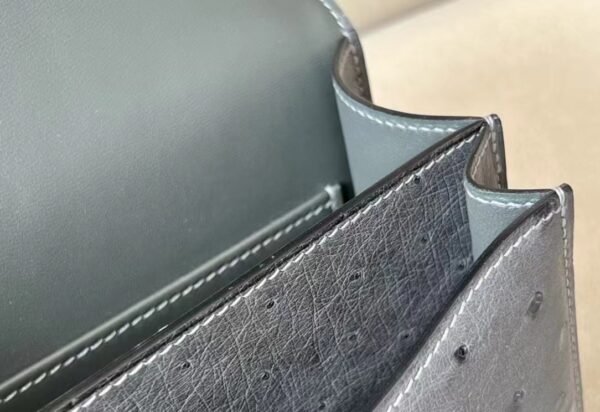 Hermes Constance KK Ostrich 88 Graphite grey Silver Hardware 18cm Full Handmade