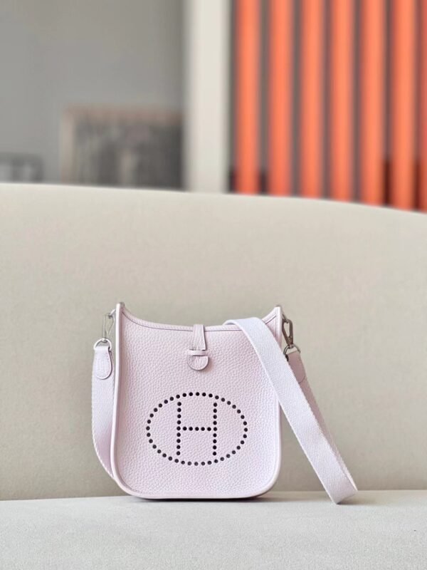 Hermes Mini Evelyne TC 09 Light Purple Silver Hardware 17cm Full Handmade