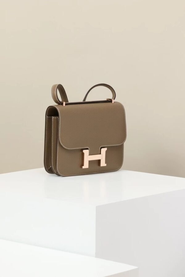 41a3da881ced7b4 GPC Mode Constance Epsom CK18 Etoupe Grey Rose Gold Hardware 18cm Full Handmade