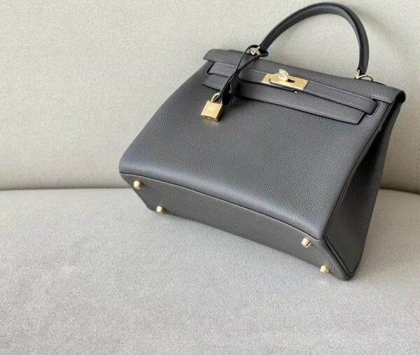 Hermes Kelly Togo CK18 Etoupe Grey Silver Hardware 28cm Full Handmade
