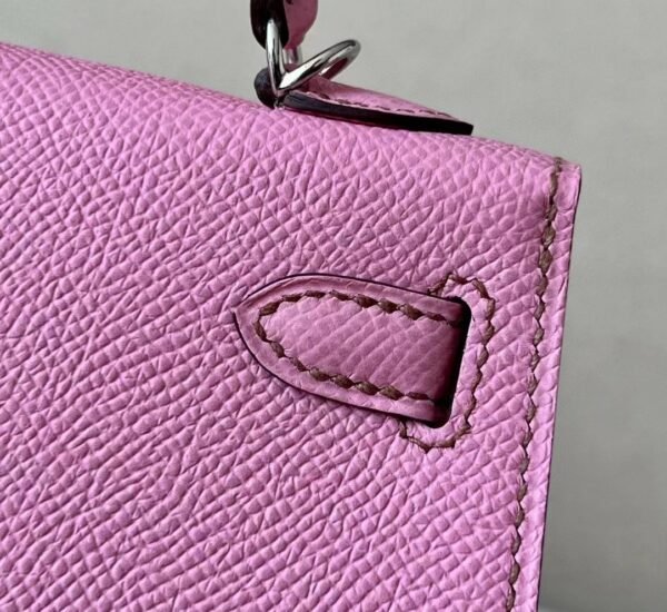 Hermes Mini Kelly Epsom Leather 5P sakura pink Silver Hardware 19cm Full Handmade