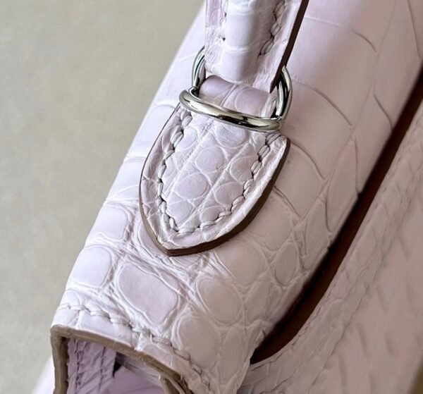 Hermes Mini Kelly wild Matte Alligator 09 Light Purple Silver Hardware 19cm Full Handmade