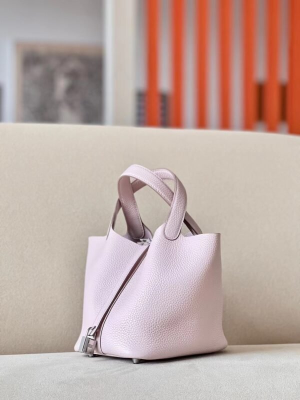 Hermes Picotin TC 09 Light Purple Pink Silver Hardware 18cm Full Handmade