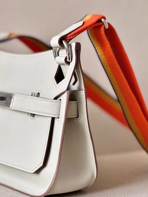 Hermes Mini Jypsiere Swift grey white Silver Hardware 23cm Full Handmade