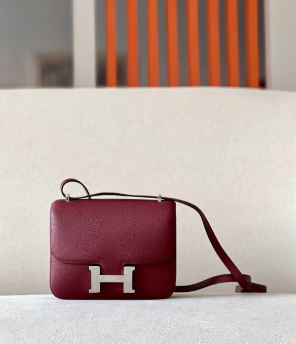 Hermes Constance everclor 55 Bordeaux red Silver Hardware 18cm Full Handmade