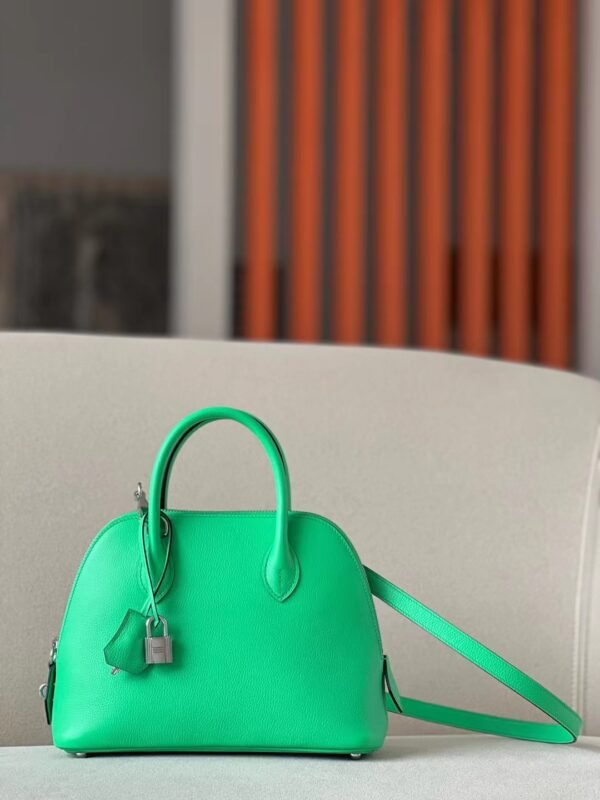 Hermes Bolide Evercolor 0Z fresh Green & 0S Light Green Silver Hardware 26cm Full Handmade