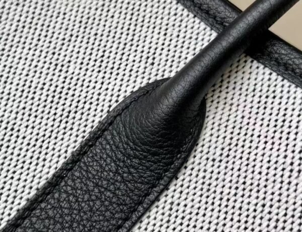 Hermes Garden Party NE Leather & Canvas Ashen & Black Silver Hardware 30cm Full Handmade