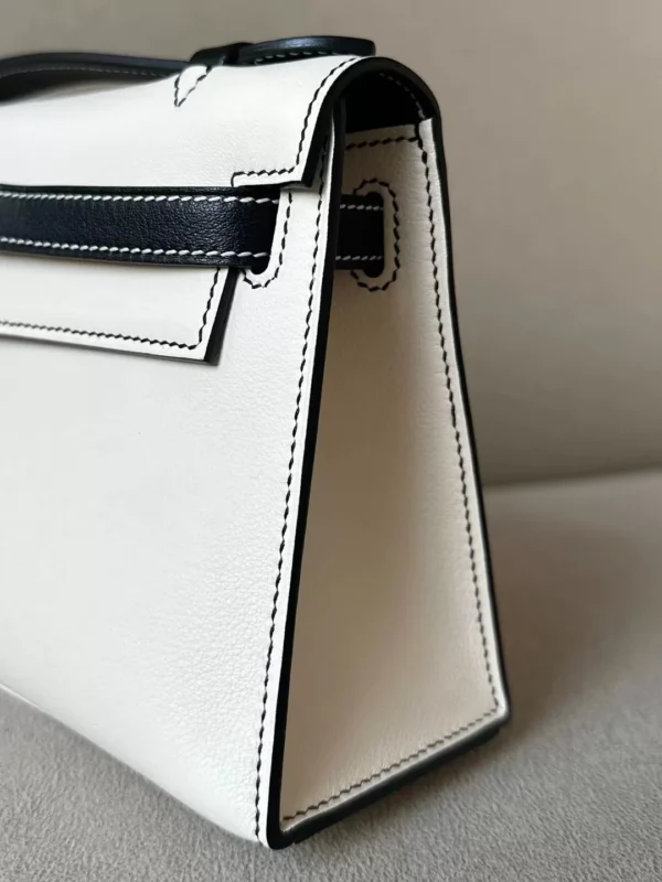 485eeefd6d46861-jpg Hermès Kelly pochette Swift I2 Creamy White & CK89 Black Silver Hardware 22cm Full Handmade