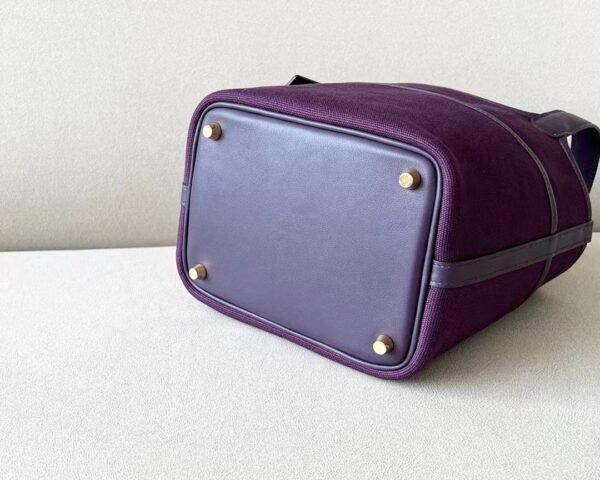 49052d800426146 Hermes Picotin Canvas & Swift N5 Blackcurrant purple Gold Hardware 18cm Full Handmade