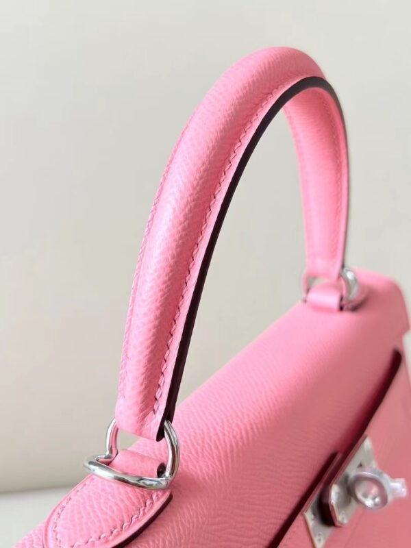 Hermes Kelly Epsom 1Q Creamy Pink Silver Hardware 25cm Full Handmade