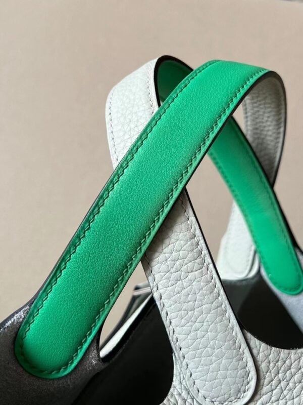 4bae7fc55d8e03d Hermes Picotin TC & Swift 0V Cristal Grey & 0Z Bright Green Silver Hardware 18cm Full Handmade