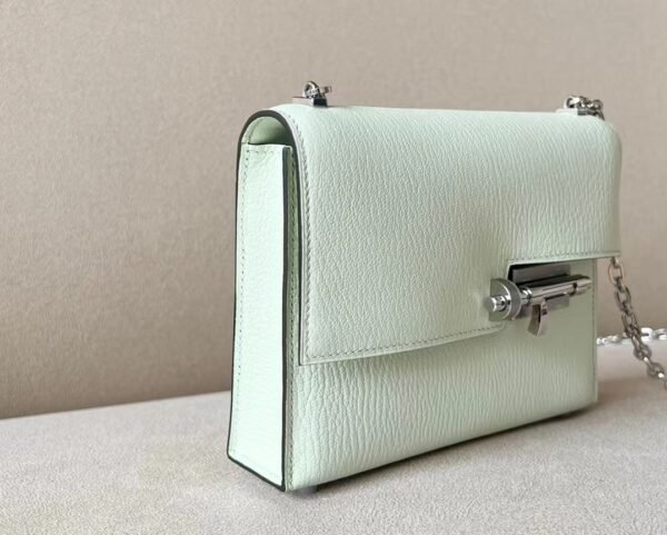 Hermes Verrou chain Chevre 0S Light Green Silver Hardware 17cm Full Handmade