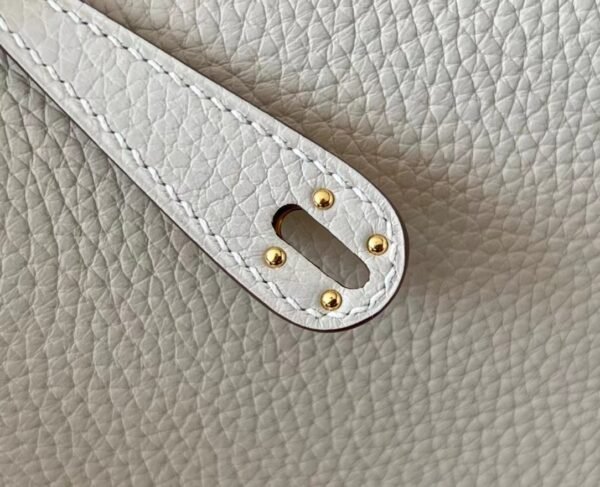 Hermes mini Lindy clemence CC10 Creamy White Gold Hardware 19cm Full Handmade