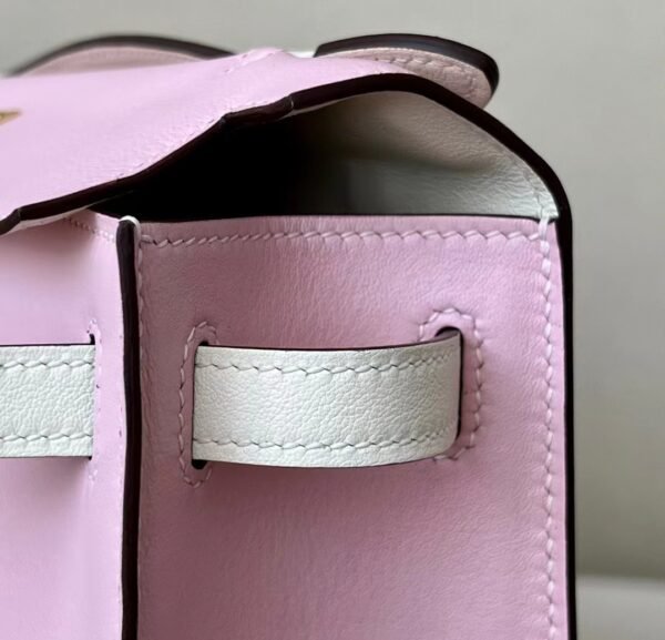 Hermes Kelly doll Matte Alligator & Swfit Pink & White Silver Hardware 18cm Full Handmade