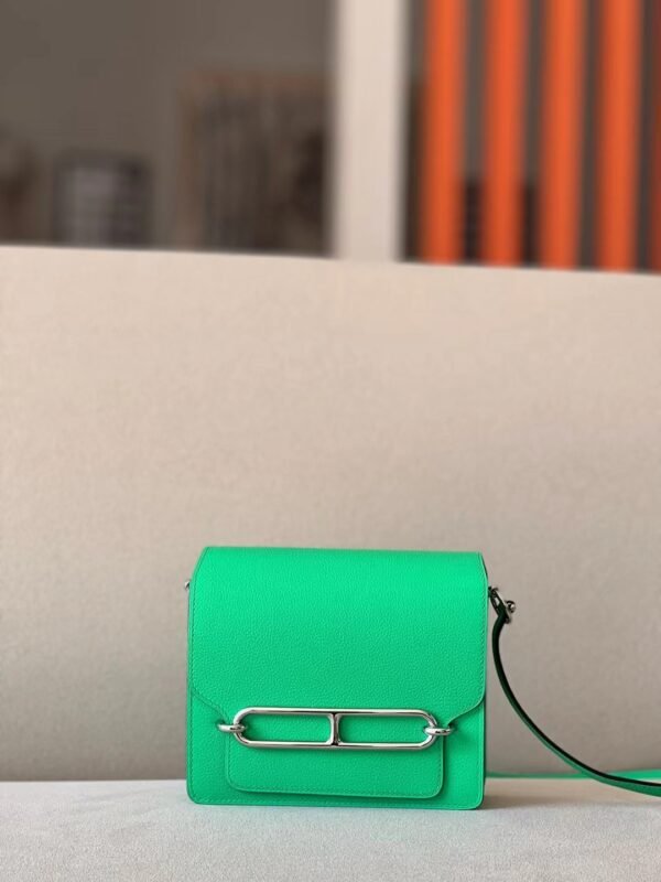 4d325b3771d12fa Hermès Roulis Evercolor 0Z Fresh Green & 0S Lgiht Green Silver Hardware 19cm Full Handmade
