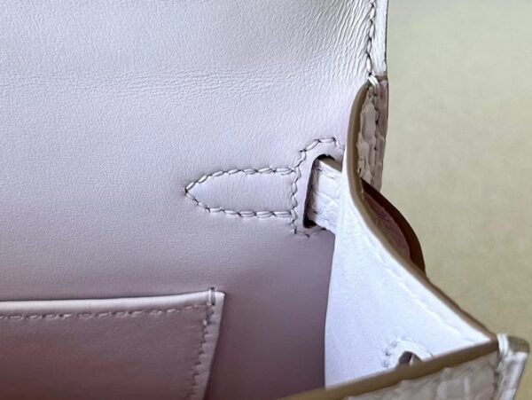 Hermes Mini Kelly wild Matte Alligator 09 Light Purple Silver Hardware 19cm Full Handmade