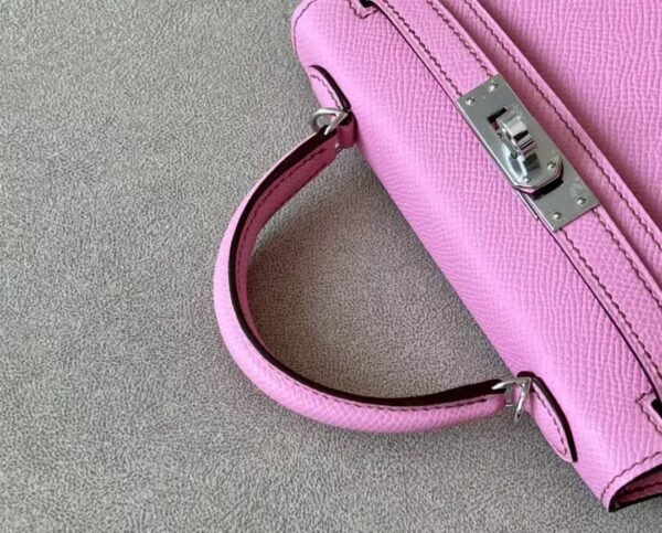 Hermes Mini Kelly Epsom Leather 5P sakura pink Silver Hardware 19cm Full Handmade