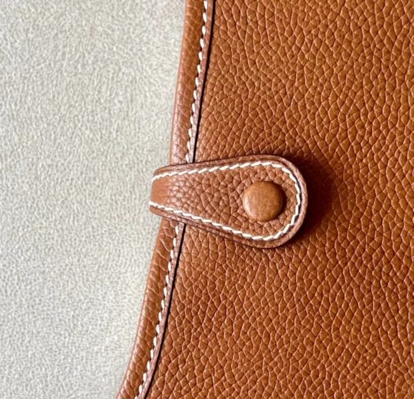 Hermes Mini Evelyne Barenia CK37 Golden Brown Gold Hardware 17cm Full Handmade
