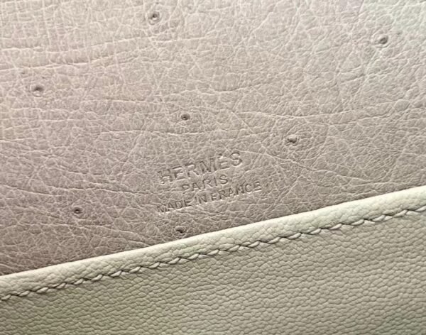 Hermes Roulis Ostrich 8U Ice Blue Silver Hardware 19cm Full Handmade